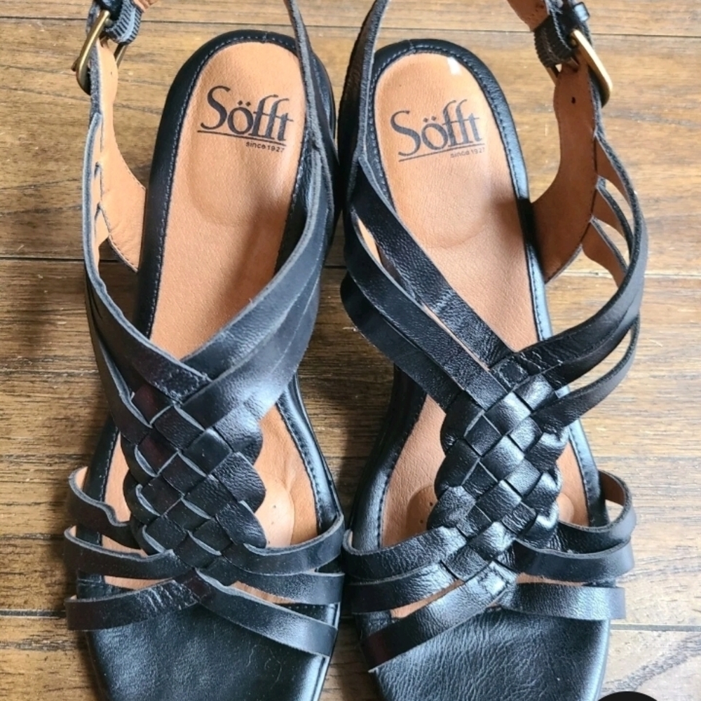 Sofft Black Braided Block Heel Sandal Size 8 NEW WITHOUT BOX